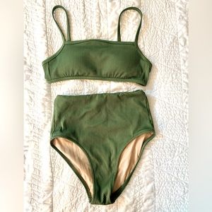 J.Crew | Ribbed High Waisted Bikini | Olive